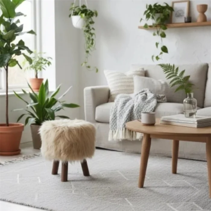 BANCO 28x34CM SHAGGY BEIGE en Beige - Butacas, banquetas y puffs, Uruguay | Decohogar, vista 2