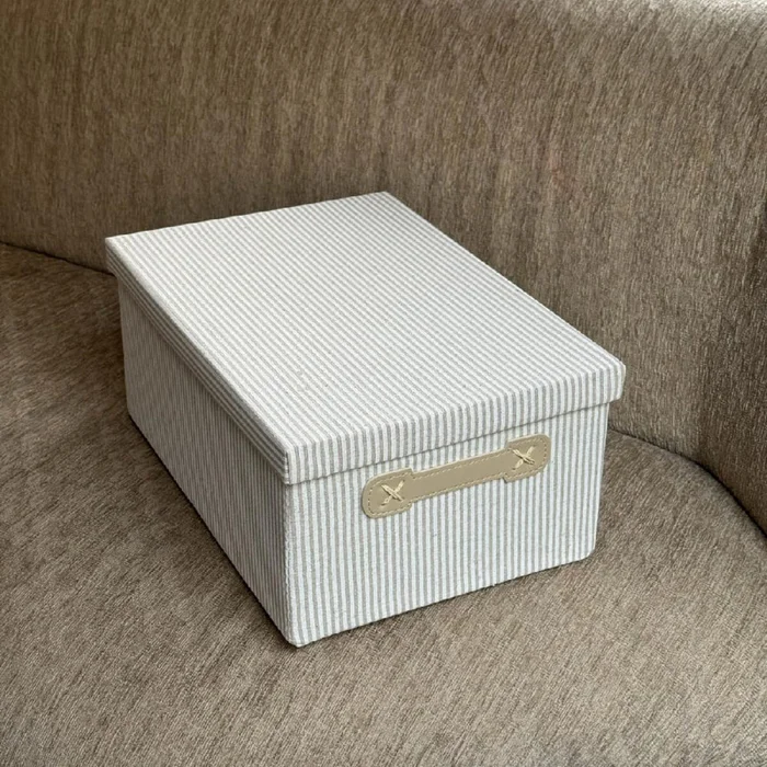 Caja rayas con manija y tapa - S en Blanco - Canastos, Uruguay | Buho Store, vista 2