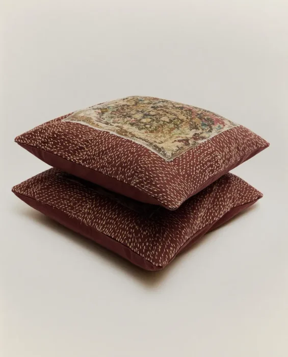 FUNDA COJÍN APLIQUE Y STITCHING - Textiles, Uruguay | Zara Home