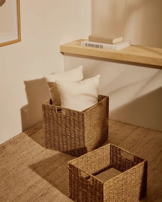 Caja plegable Tossa de fibras naturales 32 x 33 cm en Madera natural - Canastos, Uruguay | Kavehome, vista 3