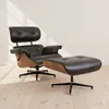 Butaca C/puff 1 Cuerpo Cuero-100-natural Negro Eames en Negro - Sillones y sofás, Uruguay | Divino, vista 1 de 7