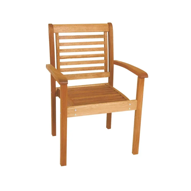 Silla Apilable con Brazos - Milano - Jatobá en Madera natural - Muebles para el exterior, Uruguay | Rústico Hogar