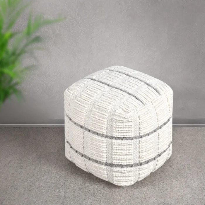 Pouf Eminent Lana Lana Natural en Blanco - Textiles, Uruguay | Divino