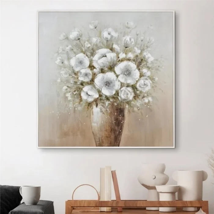 CUADRO CANVAS 60x60cm MARCO FLORES BLANCAS 2 - Decoración de pared, Uruguay | Decohogar, vista 2