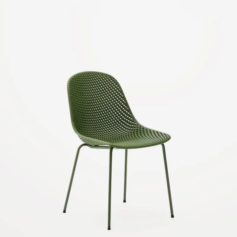 Silla de exterior Quinby con patas de acero verde en Verde - Sillas, Uruguay | Kavehome