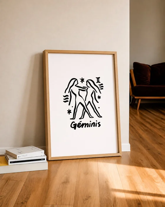 Géminis - Cuadro Signo del Zodíaco en Rosa - Láminas, Uruguay | Kiosko de Mar, vista 3
