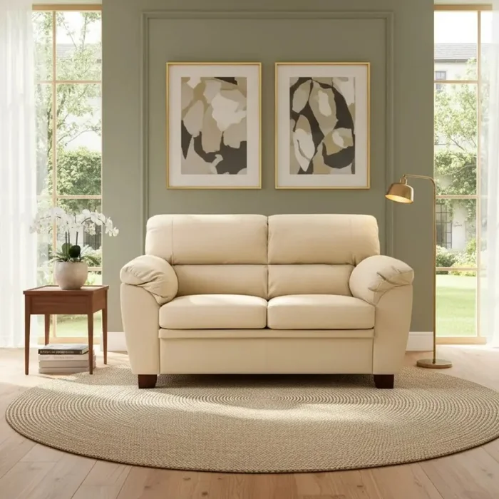 SOFA 2 CUERPOS MODELO ALIAS - 100 % EN CUERO - COLOR PERLA MATE en Blanco - Sillones y sofás, Uruguay | Champagne Home, vista 2