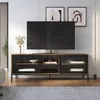 Rack con estantes y puertas de vidrio C/ marco negro color Noce Oro - Muebles para TV, Uruguay | Champagne Home, vista 3 de 5