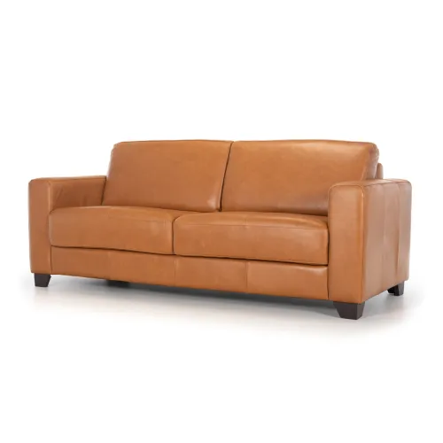 Sofá Napoli - Cuero Básico - 3 cuerpos - Camel en Marrón - Sillones y sofás, Uruguay | NYR