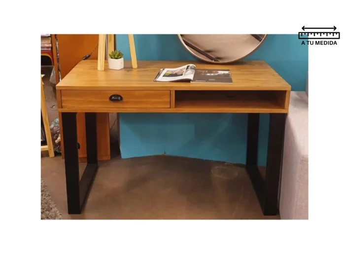 Escritorio IRON 1 Cajon 1.20m en Madera natural - Escritorios y sillas de escritorio, Uruguay | Finkel, vista 2