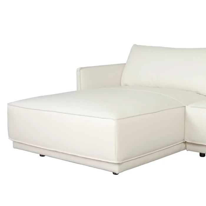 Sillón C/chaise 3 Cuerpos Cuero-100-natural Blanco Romeo Tp2 Grano Izquierdo en Blanco - Sillones y sofás, Uruguay | Divino, vista 3