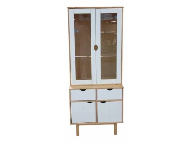Aparador Cristalero 4P Mel/blanco Linea Nordica en Madera Maciza en Mel/Blanco - Comedor, Uruguay | Que Sal Muebleria