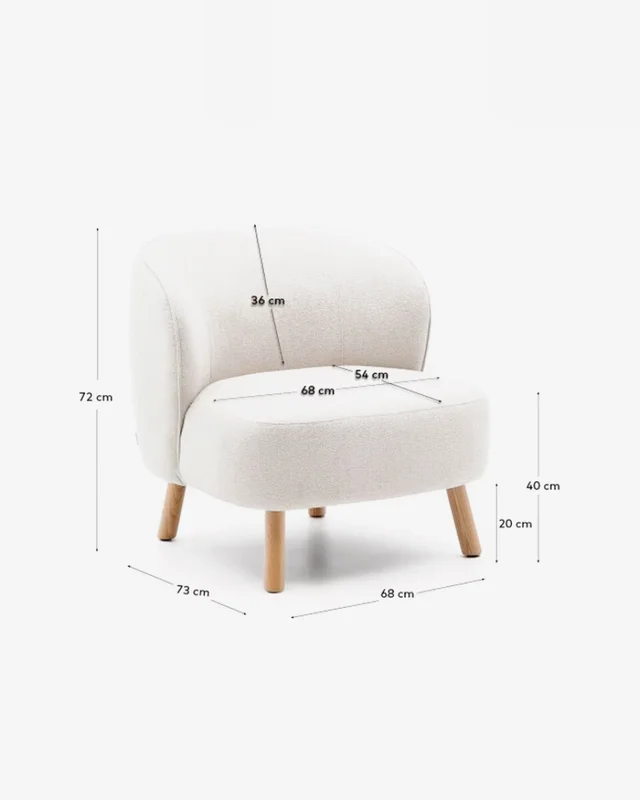 Butaca Ulit de chenilla - beige y patas de madera maciza haya acabado natural en Rojo - Butacas, banquetas y puffs, Uruguay | Kavehome, vista 10
