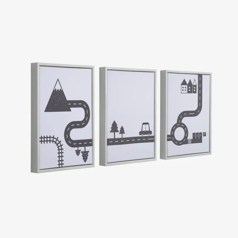 Set Nisi de 3 cuadros coches negro en Negro - Decoración de pared, Uruguay | Kavehome