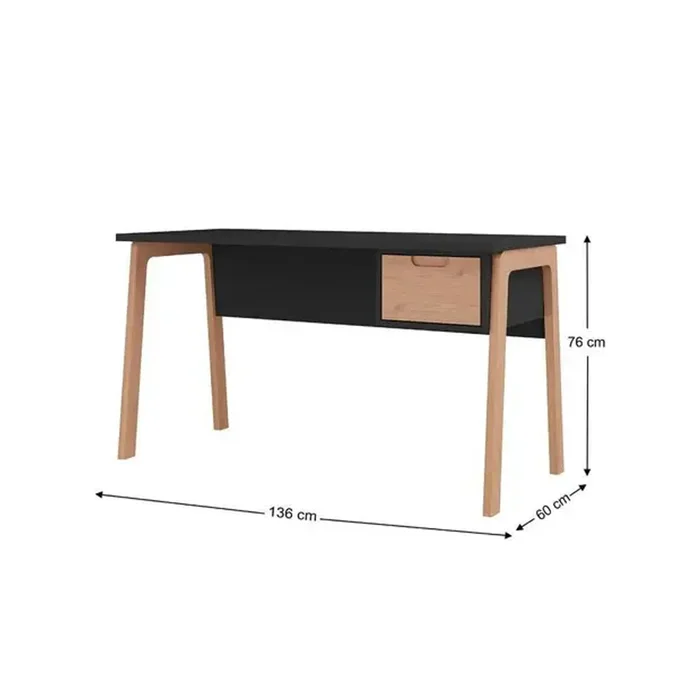 Escritorio Oficina Combinado 1 Cajon 100% Mdp en Negro - Escritorios, Uruguay | Soy Hogar, vista 4