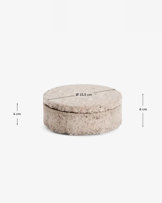 Caja decorativa de piedra Mirani - Ø 15 cm en Beige - Jarrones, Uruguay | Kavehome, vista 6