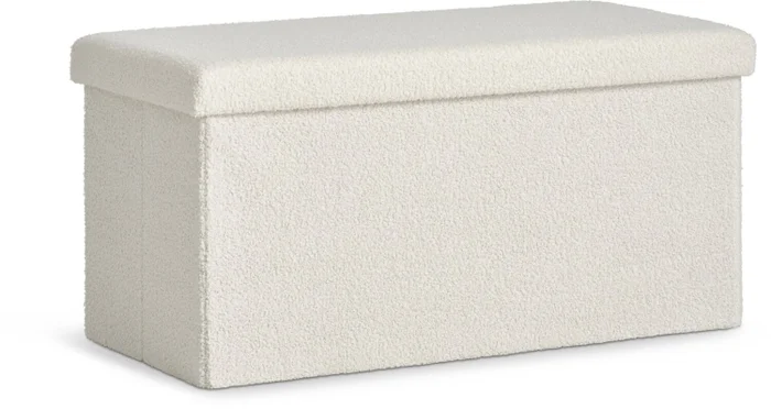 Puf NYSTED 76x38 con almacenaje felpa blanco en Blanco - Butacas, banquetas y puffs, Uruguay | JYSK
