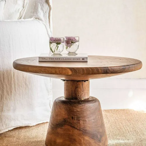 MESA ALMOND - SUAR TOSTADO - DIAMETRO 70 CMS en Marrón - Mesas de living, Uruguay | La Iberica