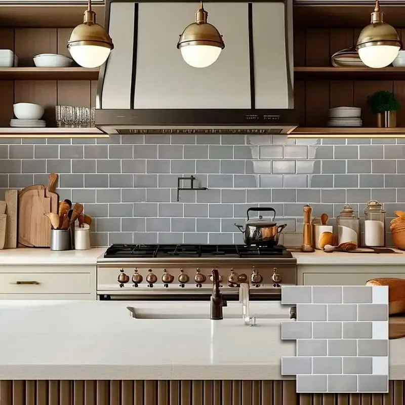 Azulejos adhesivos para cocina baño diseño ladrillo 10uds - Gris en Gris - Decoración, Uruguay | Buho Store, vista 3