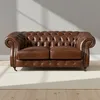 Sofa 2 Cuerpos Cuero-100-natural Marron New Chesterfield Choc. en Marrón - Sillones y sofás, Uruguay | Divino, vista 1 de 5