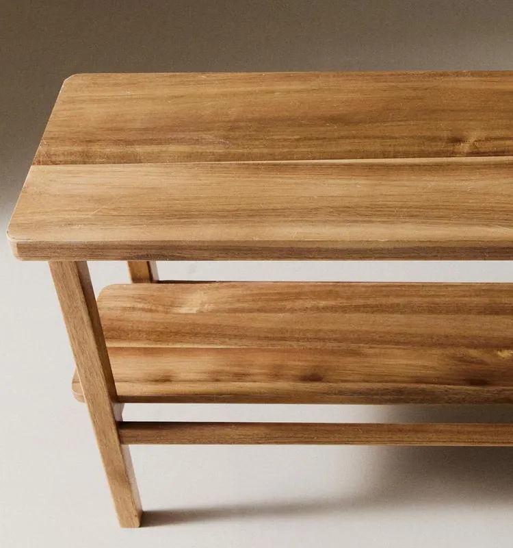 BANCO DOBLE DE ACACIA en Madera natural - Butacas, banquetas y puffs, Uruguay | Zara Home