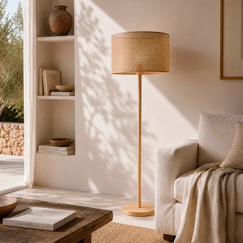 Lámpara de pie Borneo en Madera natural - Lámparas de pie, Uruguay | Alta Gracia Deco