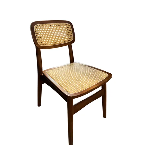 Silla Kira Madera de Caucho/Rattan Natural - Marrón Oscuro - Sillas, Uruguay | Berna home