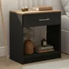 Mesa de Luz Italia - 1 Cajón y Nicho - MDP y ABS - 55cm Alto - Negro / Miel en Multicolor - Respaldos de cama, Uruguay | Mulata, vista 2 de 6