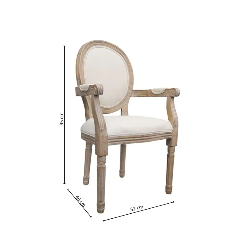 Silla Luis XV con posabrazos en Beige - Sillas, Uruguay | La Cueva Muebles, vista 3