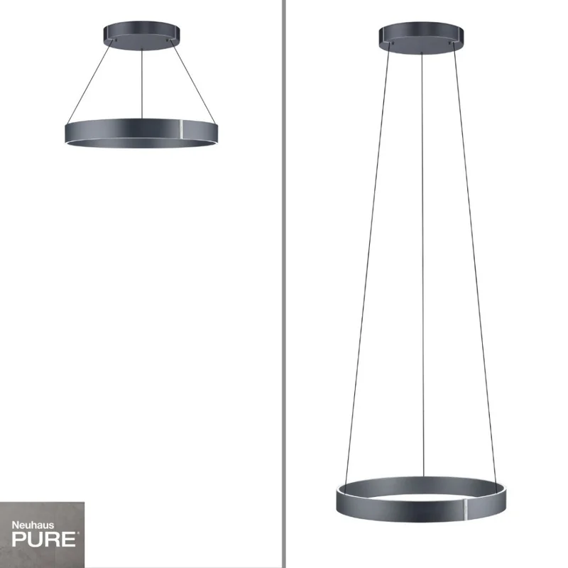 Colgante led anillo motorizado 44w 70cm a control remoto con varias funciones, gris grafito en Gris - Lámparas colgantes, Uruguay | Iluminica, vista 3
