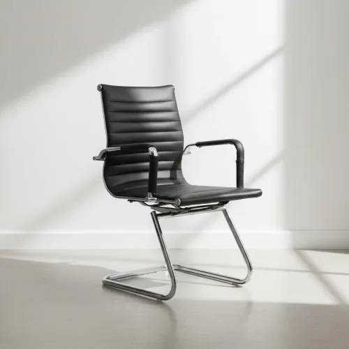 Silla De Escritorio Simil-cuero Negro D-101l en Negro - Escritorios y sillas de escritorio, Uruguay | Divino