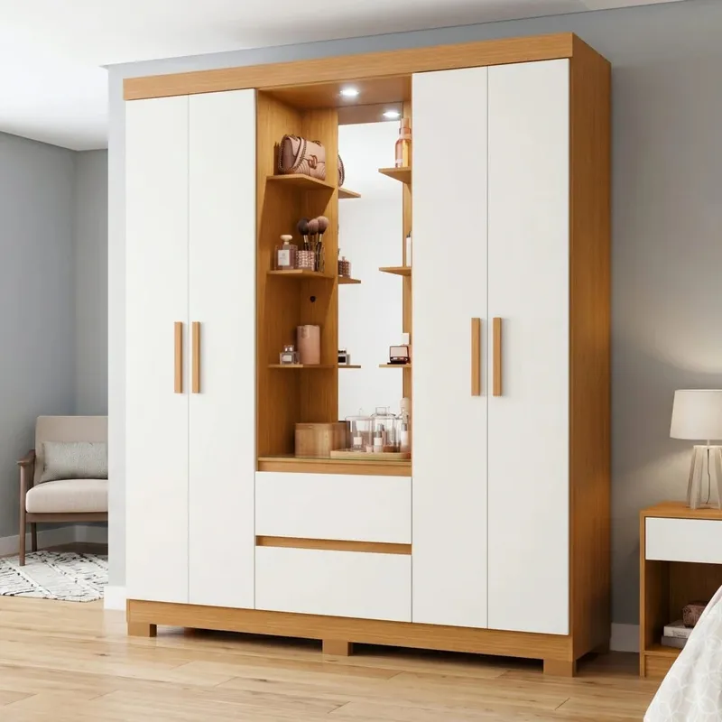 Ropero 4 puertas y 3 cajones - Olimpia - Línea FIT - Roperos y placares, Uruguay | Ecowood