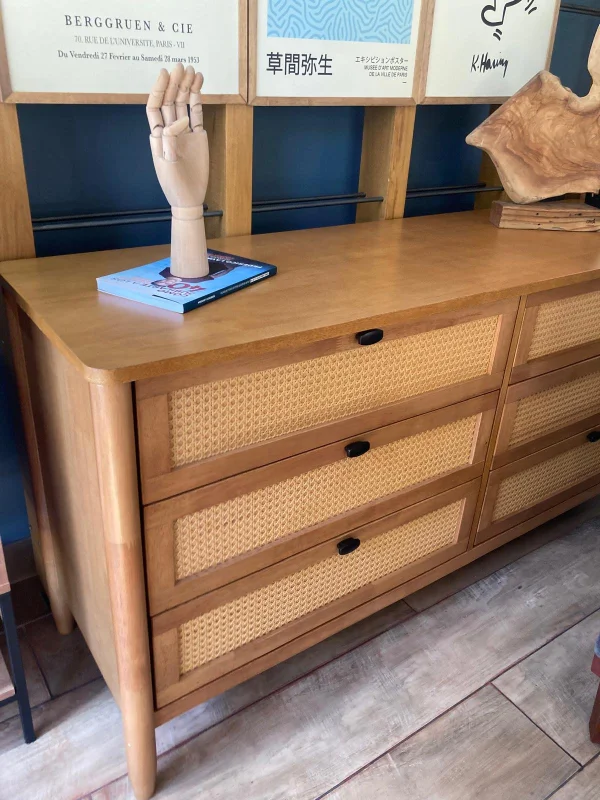 Cómoda Toulouse con Espejo - Seis Cajones / Madera Natural de Gomero en Madera natural - Cómodas, Uruguay | Berna Home, vista 7