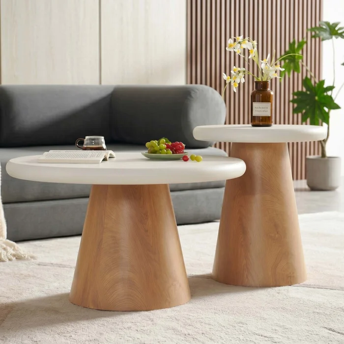 Set De Mesas Centrales Mdf-y-microcemento Cleo en Multicolor - Mesas de living, Uruguay | Divino, vista 4
