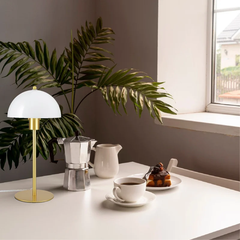 Luminaria De Mesa Mushroom Opal Bronce en Amarillo - Lámparas de mesa, Uruguay | Serlux, vista 3
