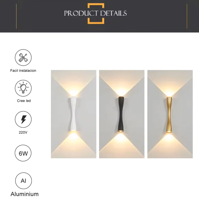 Luminaria Aplique de pared mediano Dorado en Dorado - Iluminación, Uruguay | Decotech, vista 5