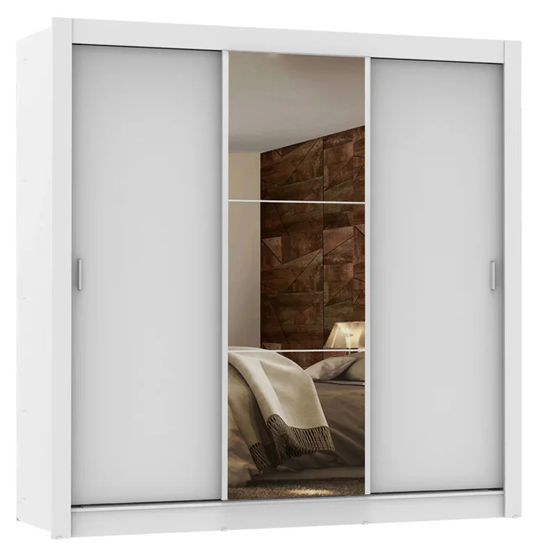 Ropero Placard Matrimonial Monaco 170CM con 1 Espejos 3 Puertas Corred en Marrón - Roperos y placares, Uruguay | Balton, vista 15