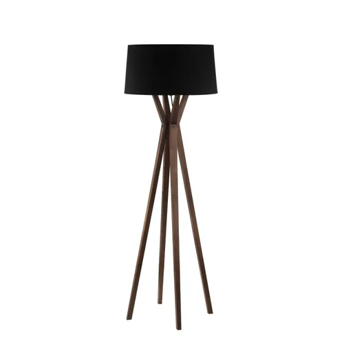 Luminaria de pie pantalla negra y madera E27 147cm en Negro - Lámparas de pie, Uruguay | Iluminica