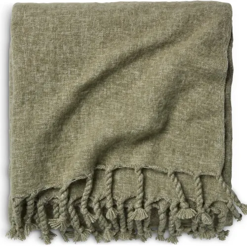 Manta throw REINFANN 130x170 verde lana mezcla en Verde - Textiles, Uruguay | JYSK