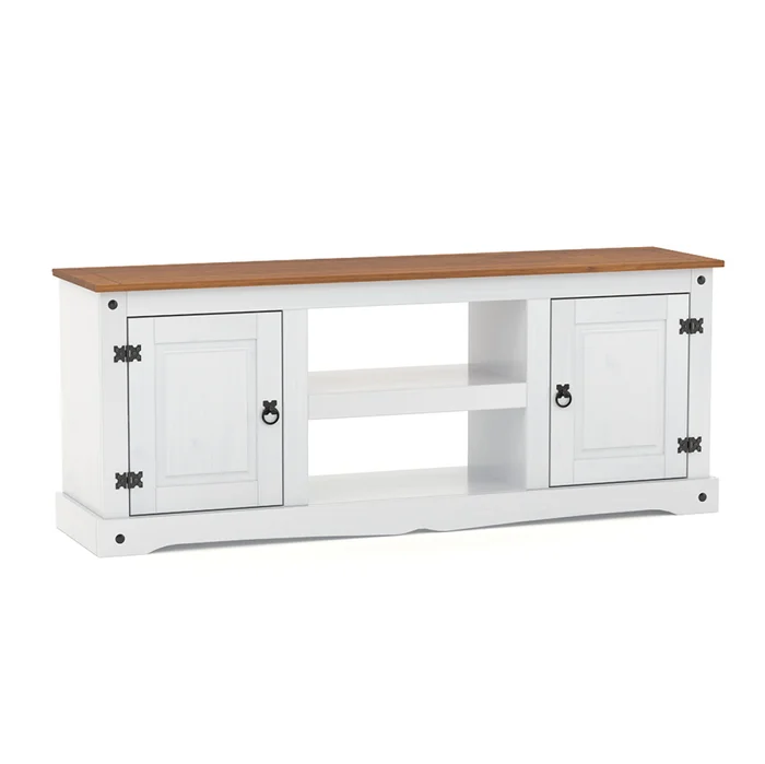 Rack 2 Puertas Línea Naturale 170 cm - Blanco/Roble en Multicolor - Muebles para TV, Uruguay | La Cueva Muebles, vista 2