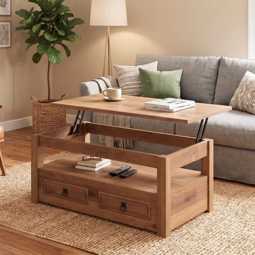 Mesa de centro articulada Nogal - Linea mexicana en Madera natural - Mesas de living, Uruguay | Rústico Hogar