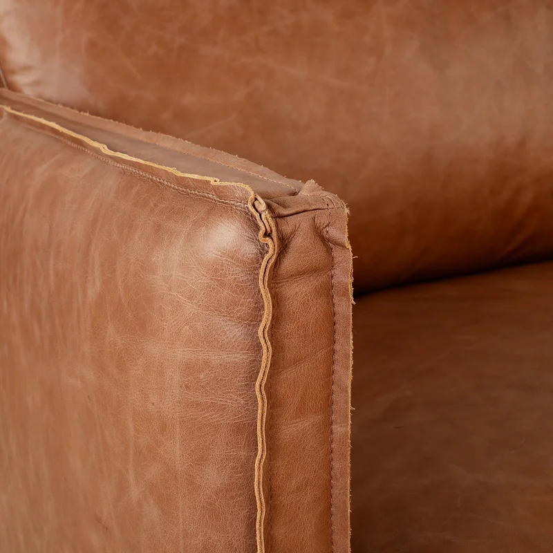 Sillón 3 Cuerpos Cuero-100-natural Marron Romeo Camel en Beige - Sillones y sofás, Uruguay | Divino, vista 4