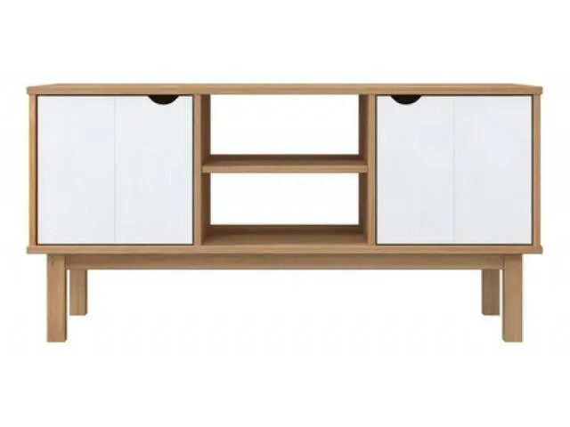 Rack TV 2 P Mel/Gris Linea Nordica en Madera Maciza - Muebles para TV, Uruguay | Que Sal Muebleria