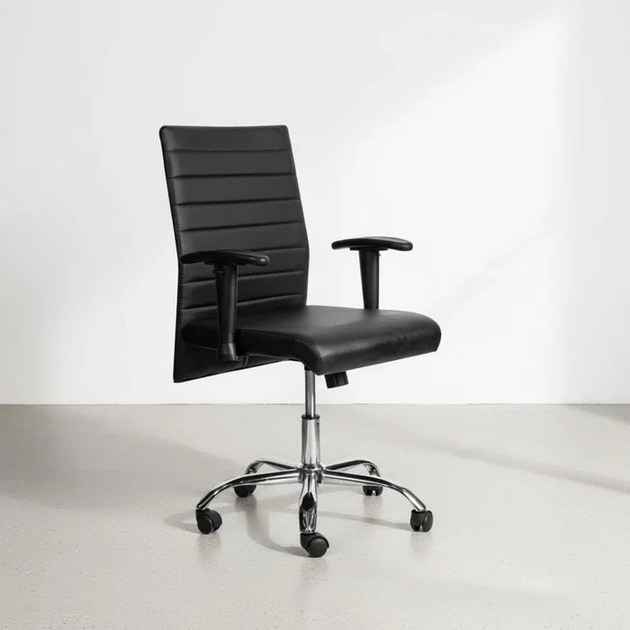 Asiento De Oficina Pu-y-metal Negro Hy-537 en Negro - Escritorios y sillas de escritorio, Uruguay | Divino
