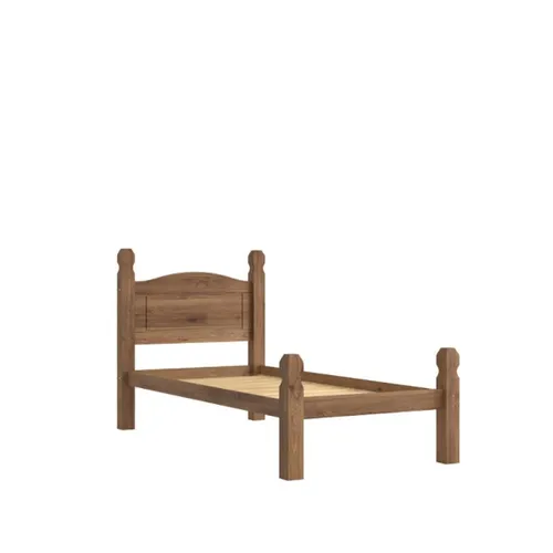 Cama 1 Plaza Madera Maciza Linea Mexicana - Oscuro en Marrón - Dormitorio, Uruguay | Rústico Hogar