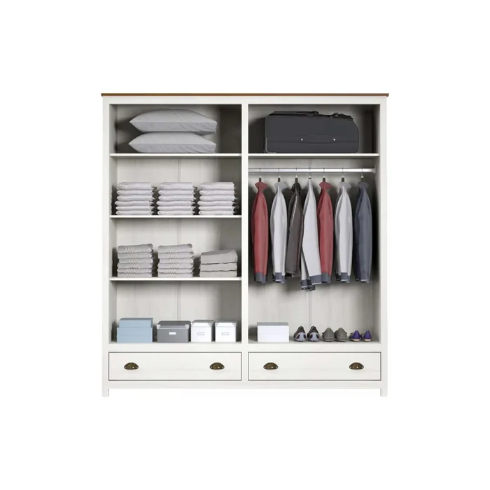 Placard Ropero 4 Puertas Madera Natural-beige Topazio en Blanco - Roperos y placares, Uruguay | Divino, vista 3