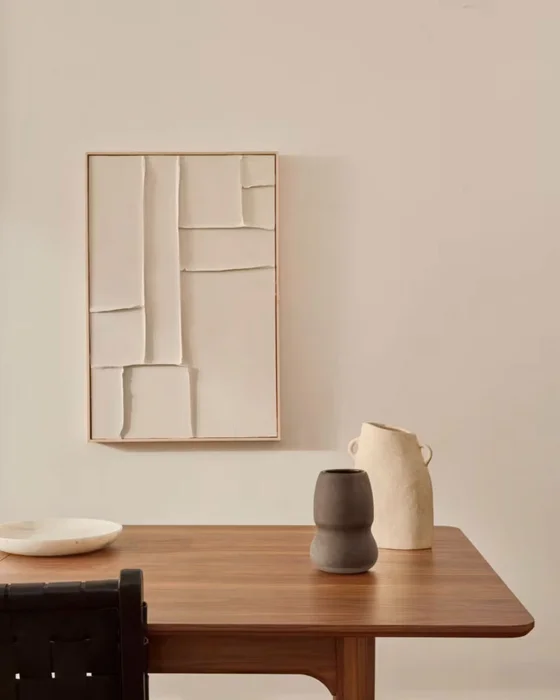 Cuadro Klis de lino con formas geométricas blanco - 60 x 90 cm en Blanco - Decoración de pared, Uruguay | Kavehome, vista 2
