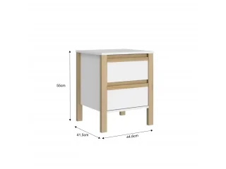 Mesa de luz Combinado madera 2 Cajones Blanco/miel - Mesas de luz, Uruguay | Quesal, vista 3