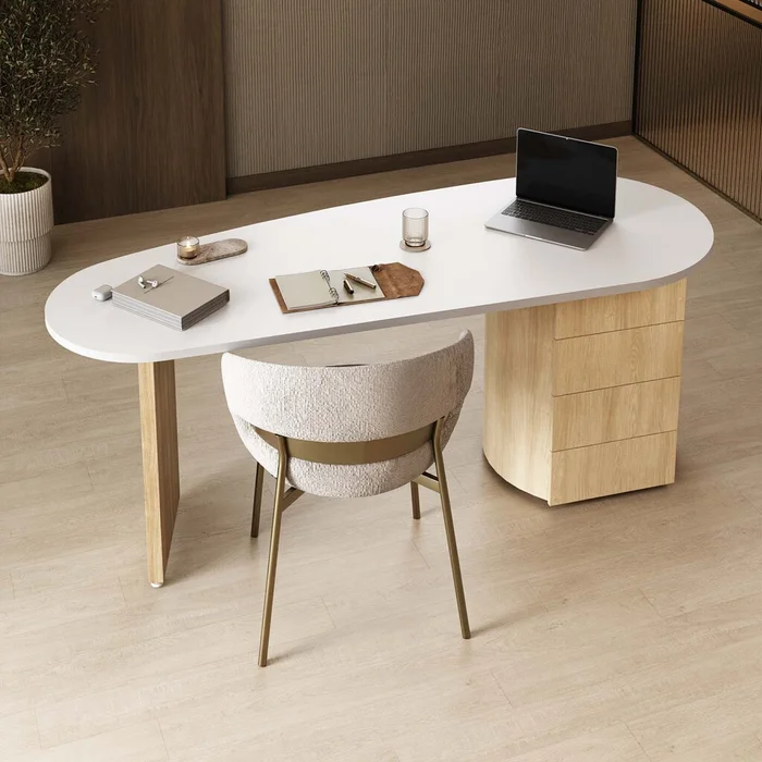 Escritorio Mdf-tamburato Marron Maelle en Blanco - Escritorios, Uruguay | Divino