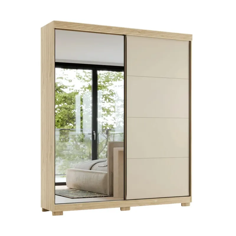 Ropero 2 puertas corredizas con espejo - Nordik en Beige - Roperos y placares, Uruguay | Ecowood
